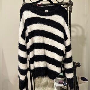 Black and White Striped Women's Sweater